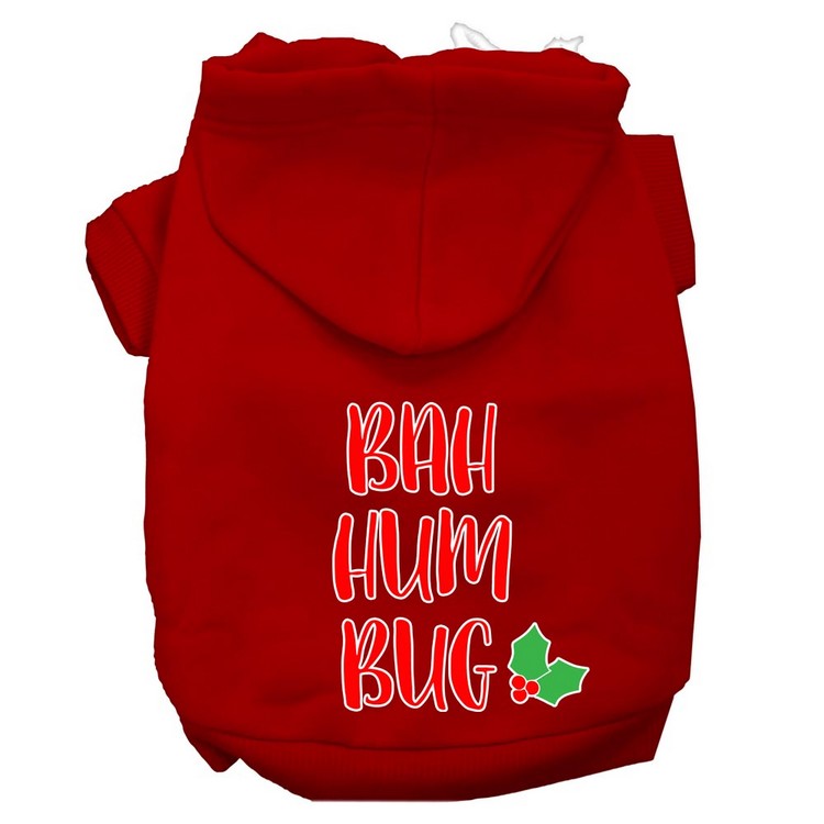 Bah Humbug Screen Print Dog Hoodie Red XXXL